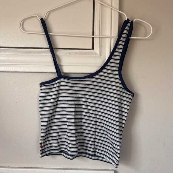 Levi's Asymmetrical Striped Cropped Tank Top - Picture 3 of 5